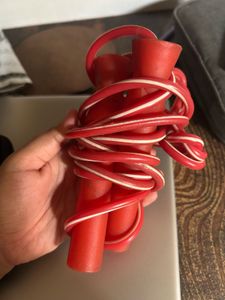 Vibrant Red &amp; White Striped Skipping rope