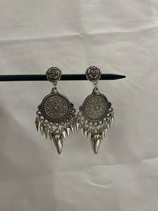 Rose Oxidized Silver Earrings
