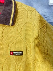 Men's Yellow Textured Knit Sweater