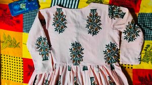 Cotton baby pink Anarkali kurti💓