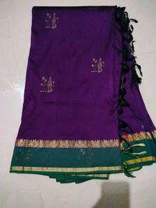 Elegant Purple Saree with Green Border