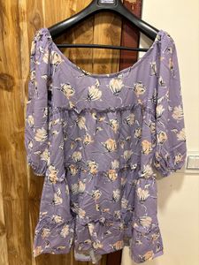Lilac Floral Tiered Mini Dress