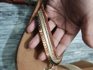Brown Thong Sandals with Sequins