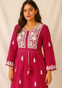 Pink Embroidered Kurta