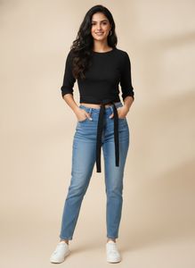 Vero Moda Black Crop Top with Tie Detail