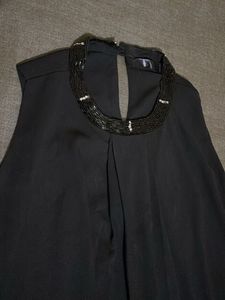 Elegant Black Beaded Neck Top