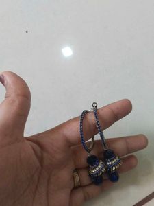 Blue Crystal Hoop Earrings
