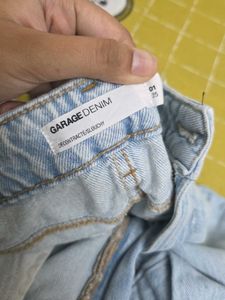 GARAGE Light Wash Ripped Wide Leg Jeans