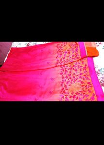 Beautiful Pink &amp; Orange Embroidered Saree