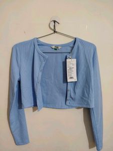 Baby Blue Cropped Cardigan