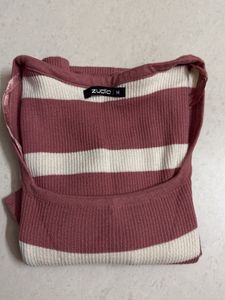 Striped Square Neck Knit Top