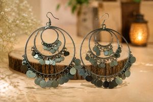 Boho Hoop Earrings with Coin Charms