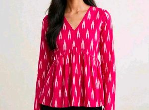 Vibrant Pink Ikat Print Peplum Top