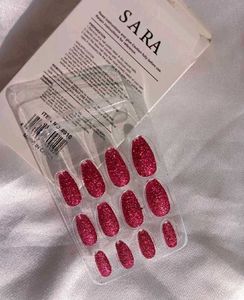 Sparkling Pink Almond Press-On Nails