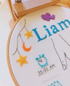 Hand Embroidered Hoop For Baby Welcome
