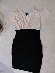 Chic Black &amp; White Ruched Dress