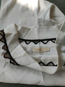 White Scalloped Neck Top