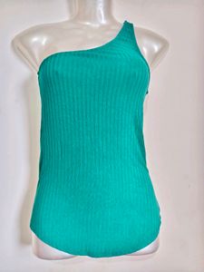 Chic One-Shoulder Ribbed Tank Top