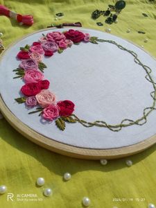 Floral Hand Embroidered Hoop🪡