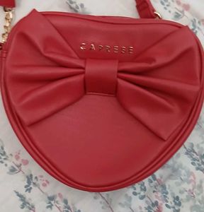 Caprese Red Heart Bow Crossbody Bag