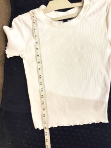 White Lettuce Hem  Ribbed T-Shirt
