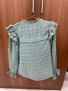 ONLY Green Ruffled Blouse