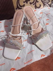 Stylish White Embellished Lace-up Sandals