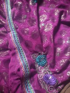 Beautiful Purple Embroidered Saree
