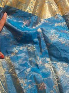 Blue  Lehenga Choli pure gold zari silk