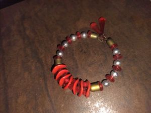 Red &amp; Silver Beaded Bracelet