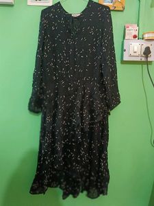 Elegant Black Printed Maxi Dress