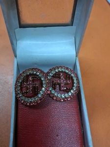 ROYAL GOLD STONE EARRINGS ❤️
