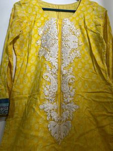 Vibrant Yellow Embroidered Kurta Set with Dupatta