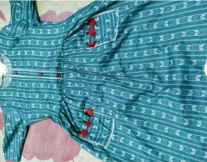 Stylish Blue Printed Pocket Dress
