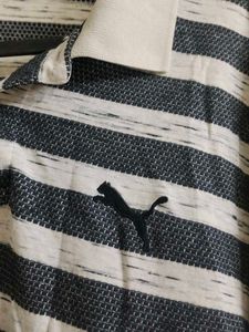 Puma Jacquard Slim fit Striped Polo T-Shirt