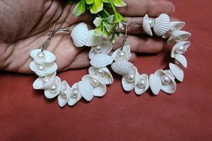 White Shell With Pearl Earrings