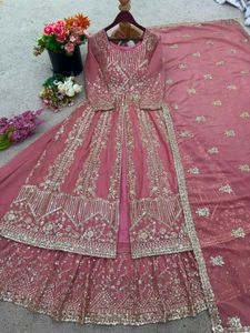 Elegant Pink Embroidered Lehenga Choli