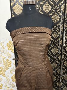 Brown Strapless Mini Dress