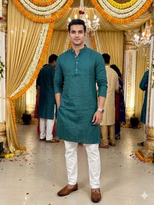 Men's dark green Kurta pyjama set