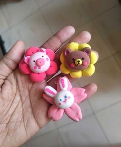 Bunny & Bear Flower Magnet Charms