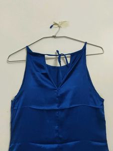 Royal Blue Satin Midi Dress