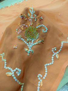 multi colour heavy handwork saree