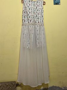 Chic White Floral Jumpsuit with Overlay