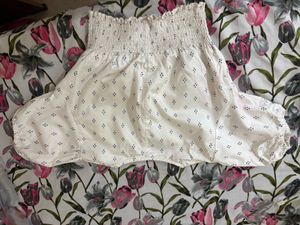 White Smocked Crop Top