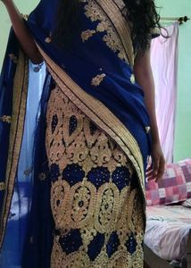 Beautiful Blue Embroidered Saree, LEHENGA SAREE