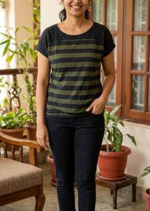 Green & Black Striped T-Shirt