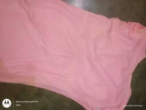 Long Pink Synthetic Top With Stones