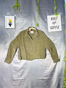 ZARA Olive Green Button-Up Cropped Jacket