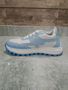 Stylish Baby Blue &amp; White Sneakers