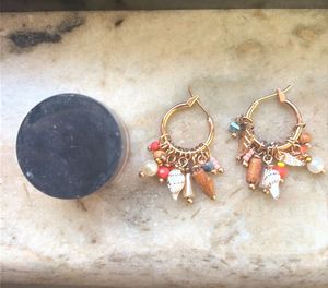 Boho Gold toned Charm Hoop Earrings